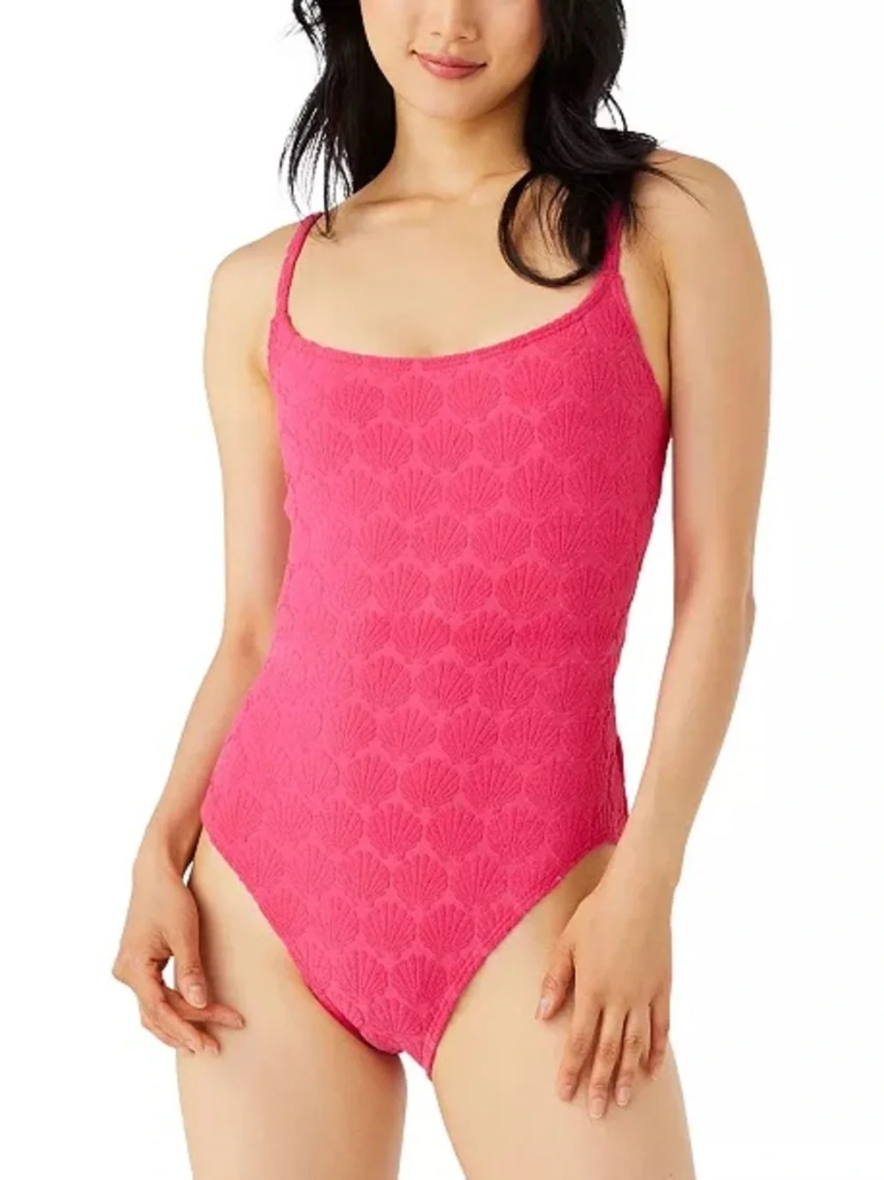 Kate Spade New York Seashell Burnout Lingerie One-Piece Pink Swimsuit Large